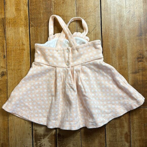 Janie and Jack Dress size 6 to 12 months Peach White Checked Dress Spring Easter - Picture 3 of 5